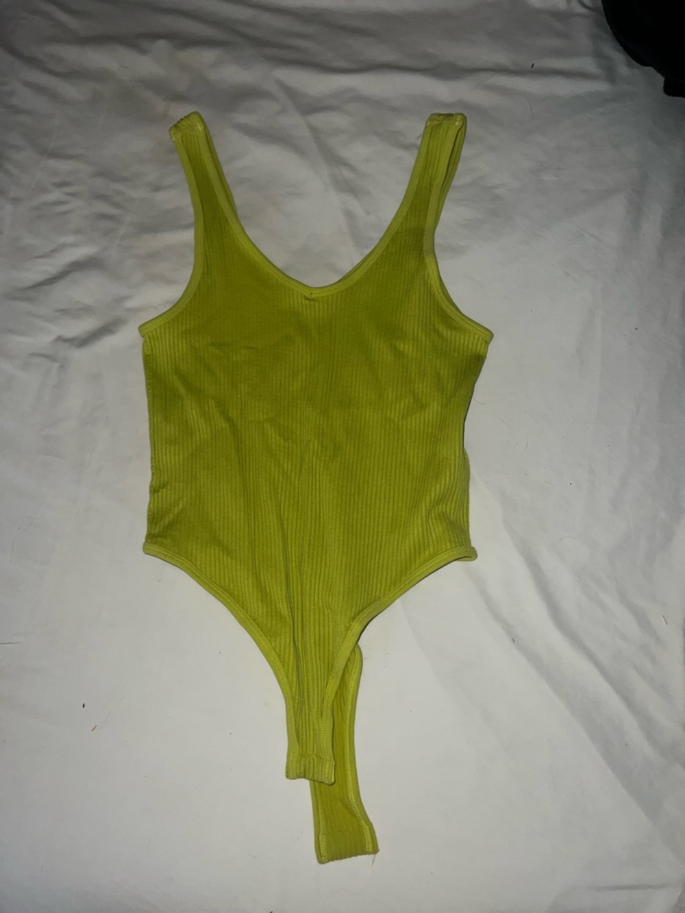 green textured tank top bodysuit